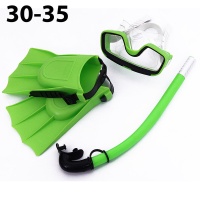 Набор для плавания 30-35 детский маска трубка + ласты (зеленый) (ПВХ) E33154